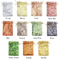 new wholesale 50pclot 9x12cm gold rose color christmas bags wedding drawable organza gift packaging bags cheap pouches bags