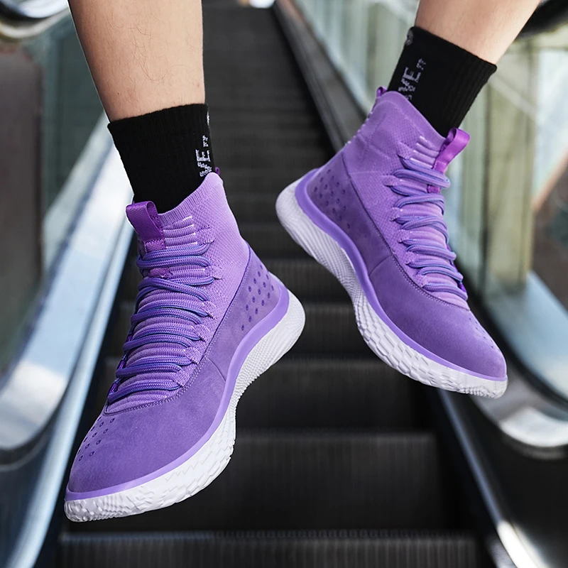 2023 Men's Basketball Sneakers Fashion Color Matching High Top Basketball Shoes Running Shoes Sports Fitness Lace-up Shoes