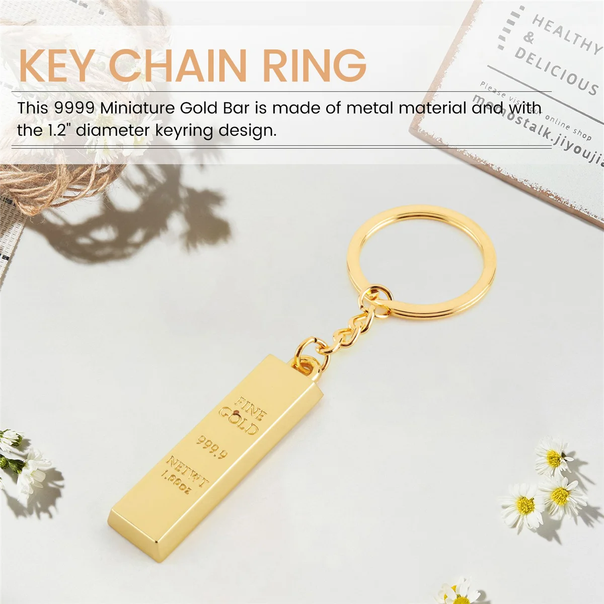 Миниатюрный кулон-брелок из искусственного золота 9999 кольцо-брелок