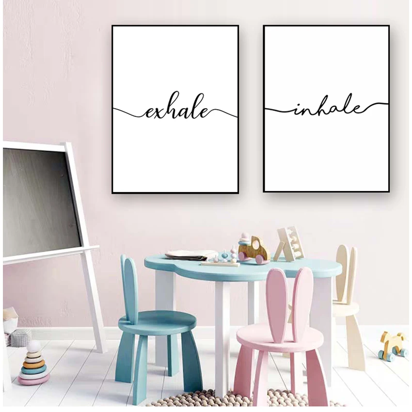 

Nordic Room Decoration Inhale Exhale Black White Minimalist Canvas Wall Art Canvas Print Decorativev Picture Painting