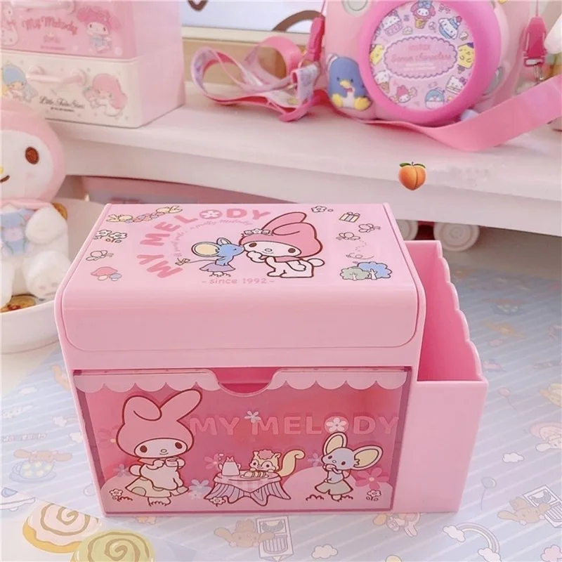 

Sanrio Kawaii Cinnamoroll подставка для ручек, для хранения Box Мультфильм Аниме Kuromi My Melody коробка для макияжа канцелярские принадлежности флип-проектор