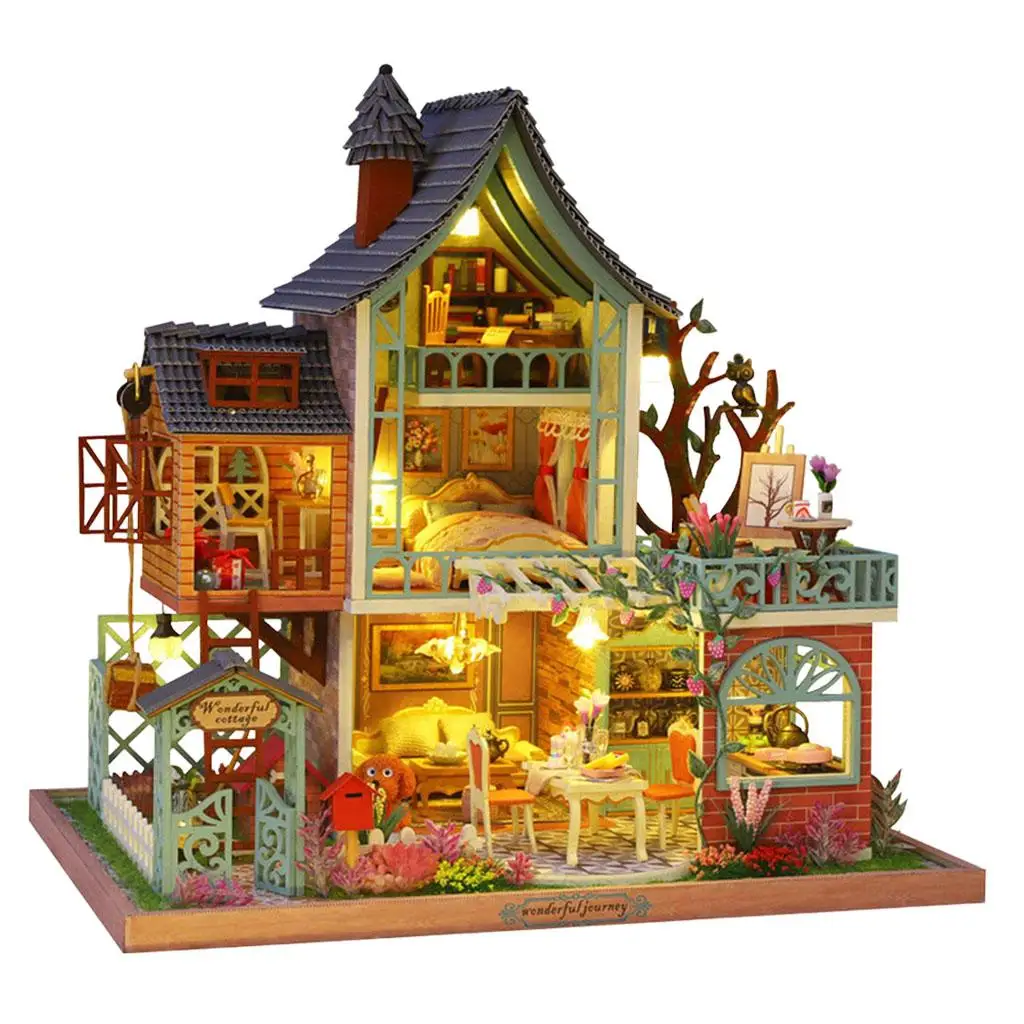 

Wooden Dollhouse Balcony Decorative 1:12 1/12 Novelty 1/12 Decoration for Christmas