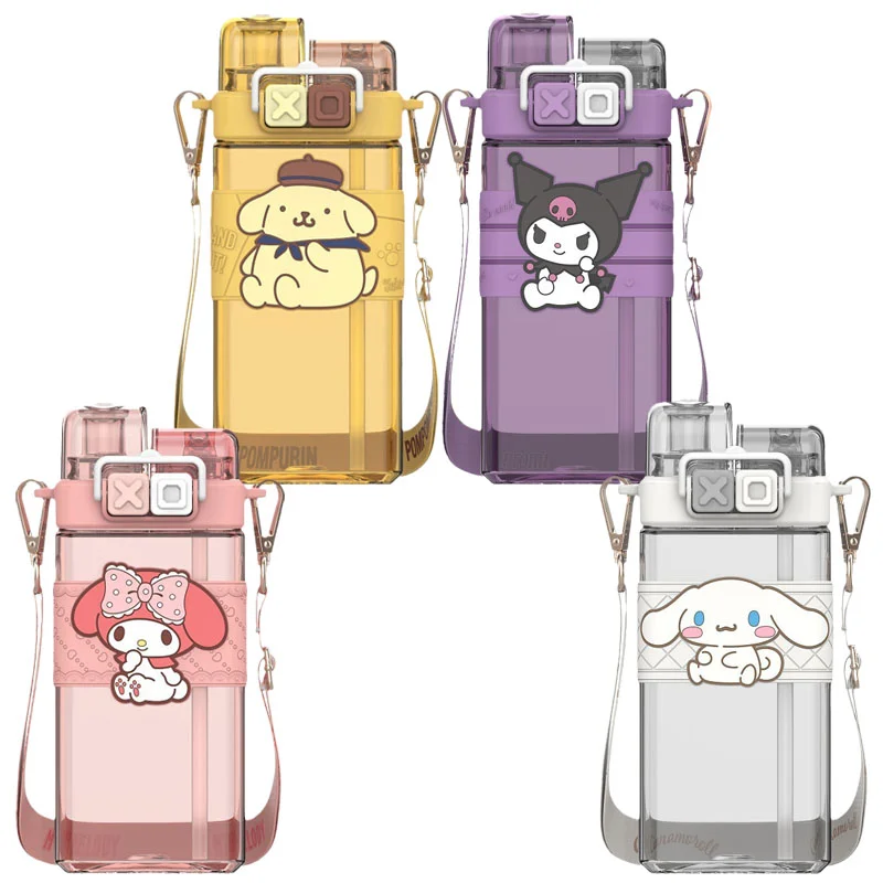 

Anime Cartoon Sanrioed My Melody Kuromi Cinnamoroll Purin Dog 520ml Water Cup Kawaii Large Capacity Portable Double Drinking Cup