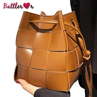 luxury brand mini pu leather weave bucket crossbody bag 2022 spring new high quality womens designer handbag lady shoulder bags
