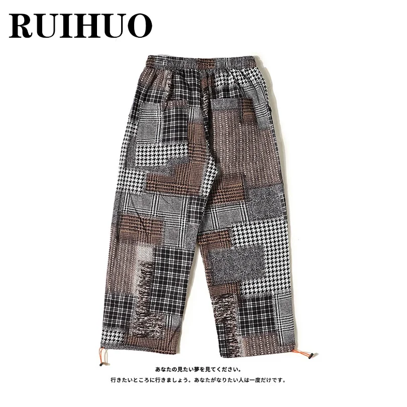 Винтажная одежда RUIHUO мужские брюки повседневные в китайском стиле Новое