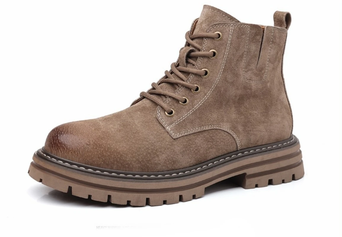 Мужские кожаные ботинки на шнуровке туристические прогулочная обувь с резиновой