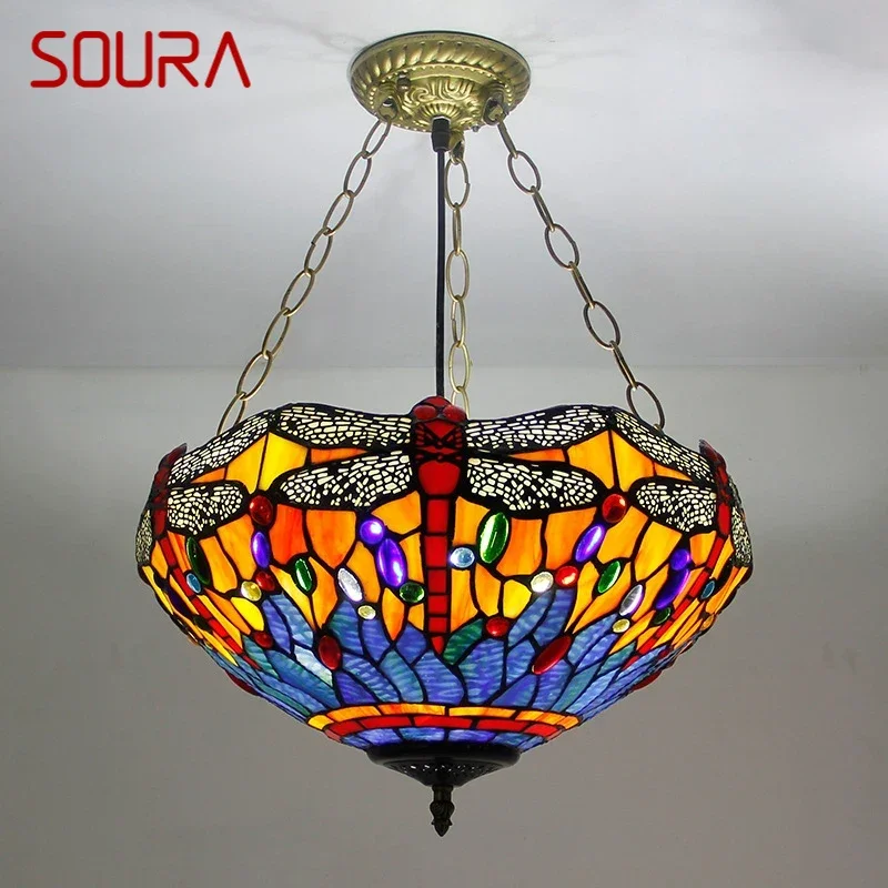 SOURA Тиффани Подвесной Светильник Светодиодный Ретро Творчество Гостиная