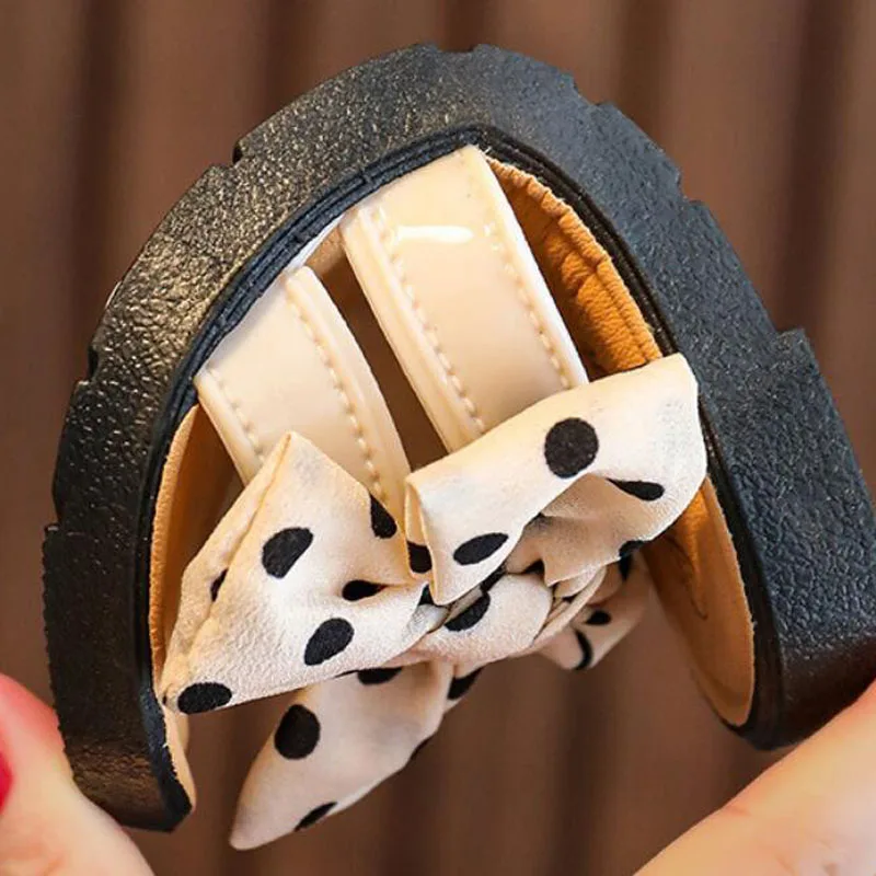 Шлепанцы с бантом для девочек Нескользящие сандалии открытым носком домашние