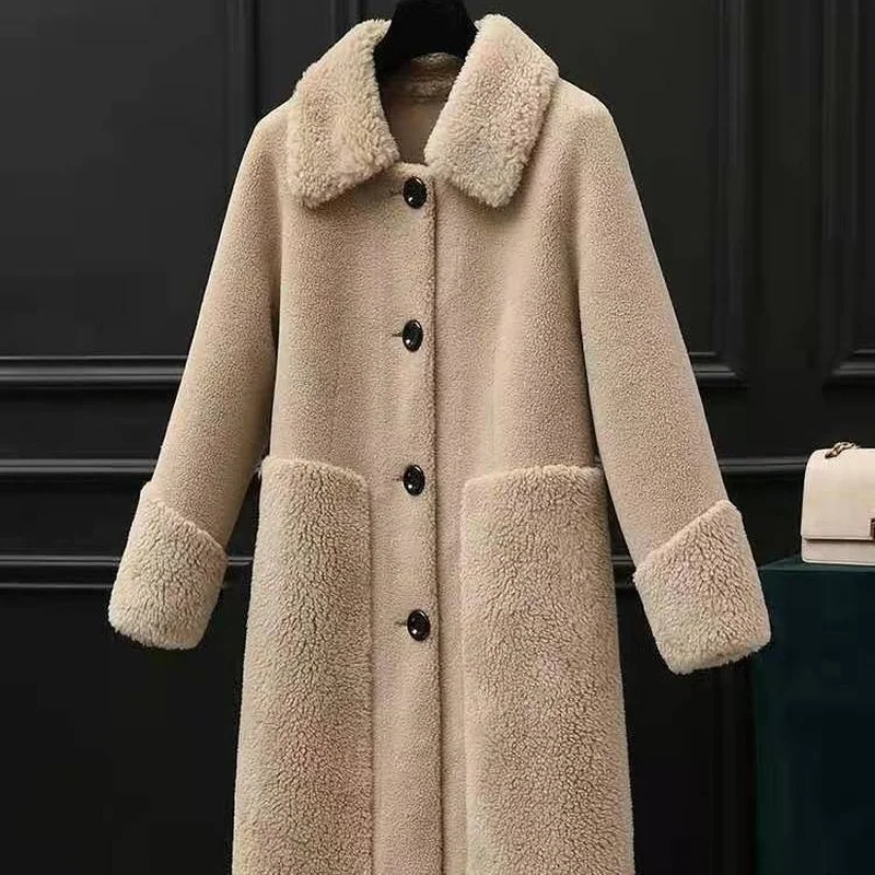 Women Coats and Jackets Winter Genuine Real Lamb Wool Coat Women's Sheep Shearing Jacket 2022 New Real Fur Coats Femme E696