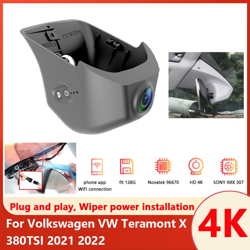 New! 4K Car DVR Wifi Video Recorder Dash Cam Camera Easy Installation High Quality For Volkswagen VW Teramont X 380TSI 2021 2022