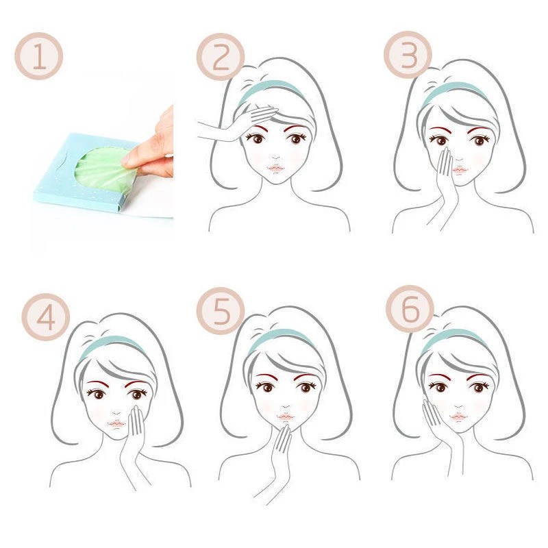 600шт/6упак Зеленый чай Face Oil Blotting Paper Мини-карманные матирующие салфетки Очищающий средство Контроль ткани для ухода за кожей