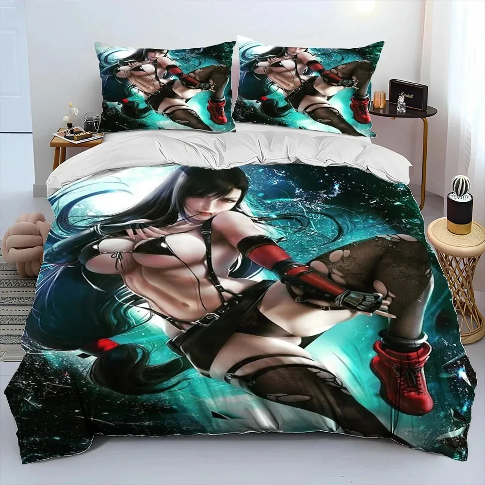 Комплект постельного белья с 3D принтом из аниме игры Tifa Aerith кружевной комплект