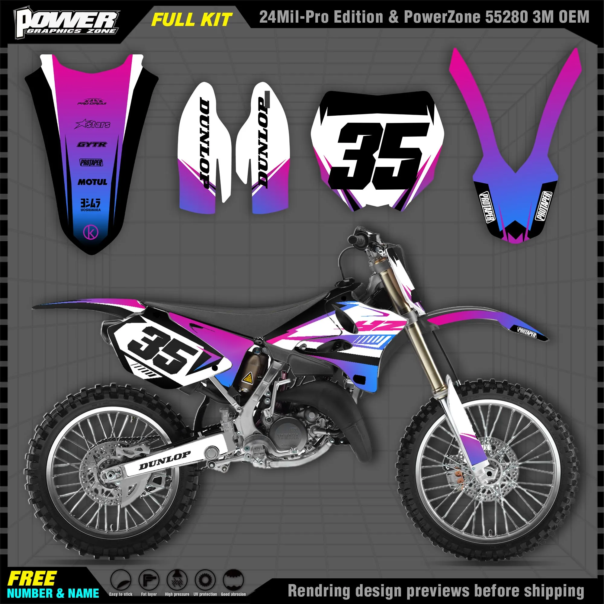 PowerZone пользовательские команды графики фоны наклейки 3 М Набор для YAMAHA 2002-2014 YZ125