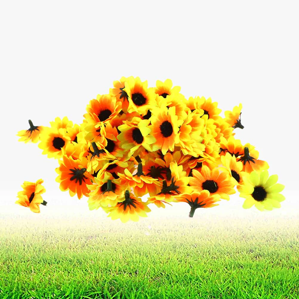 

Sunflower Fake Artificial Head Silk Yellow Headsflowers Looking Decoration Home Daisy Bulk Sunflowersflower Faux Hat