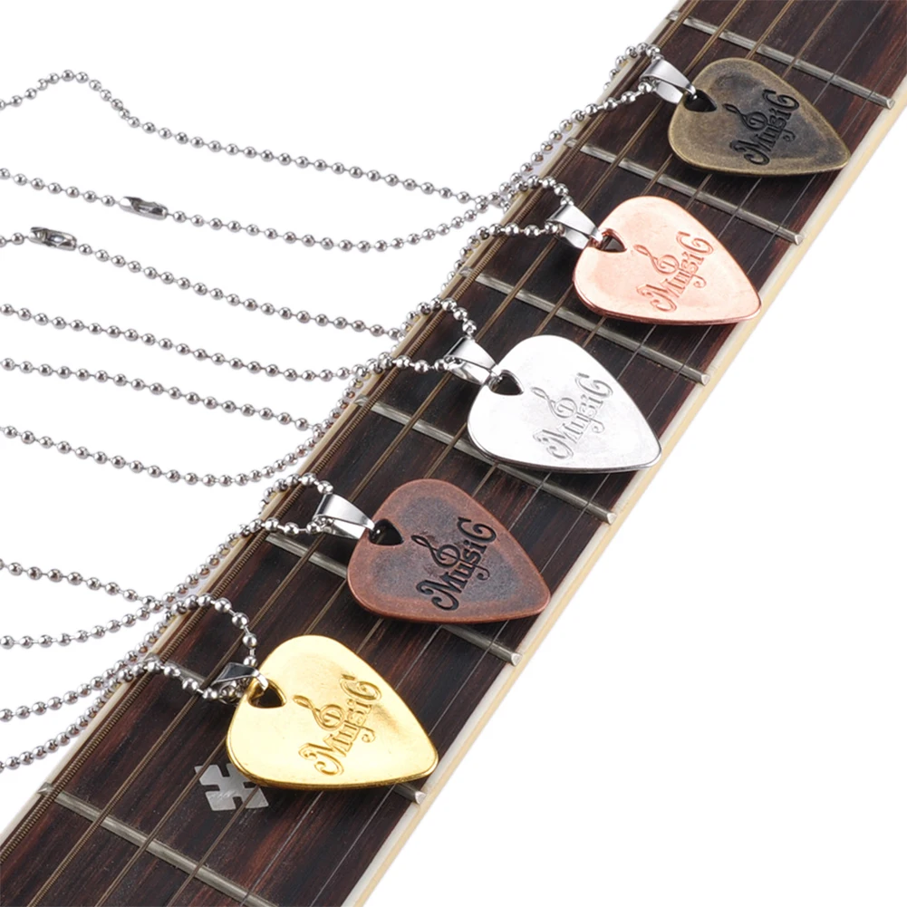 

Metal Guitar Pick Zinc Alloy Pick Fashion Necklace Rock Symbol Pendant Plectrum Electric Guitar Musical Instrument Parts