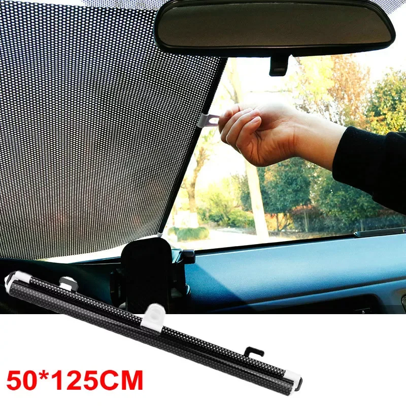 

50*125CM Upgarde Retractable Truck Car Front Windshield Sunshade Rear Window Sun Visor UV Protection Curtain Shade Accessories