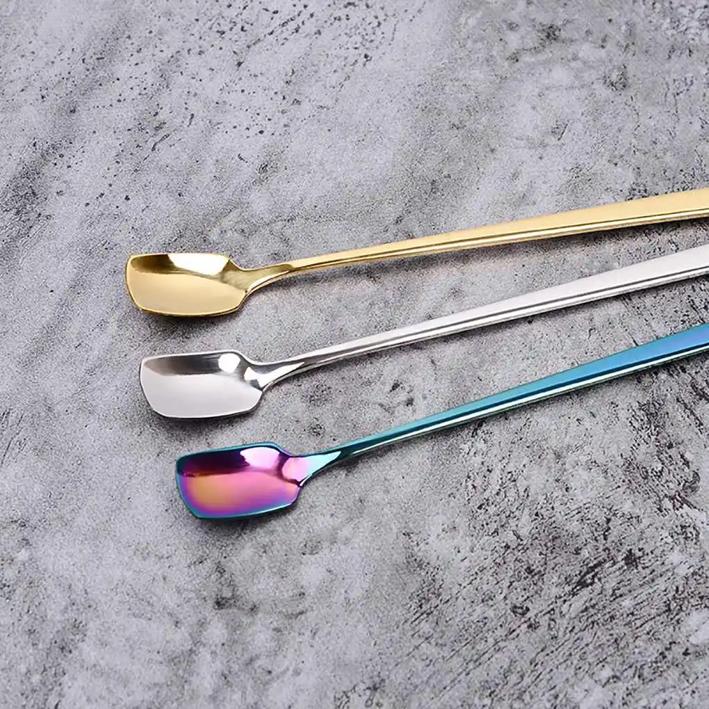 

Кофейные ложки с длинной ручкой из нержавеющей стали, ложки для смешивания холодных напитков, фруктов, мороженого, десертов, чайных ложек, и...