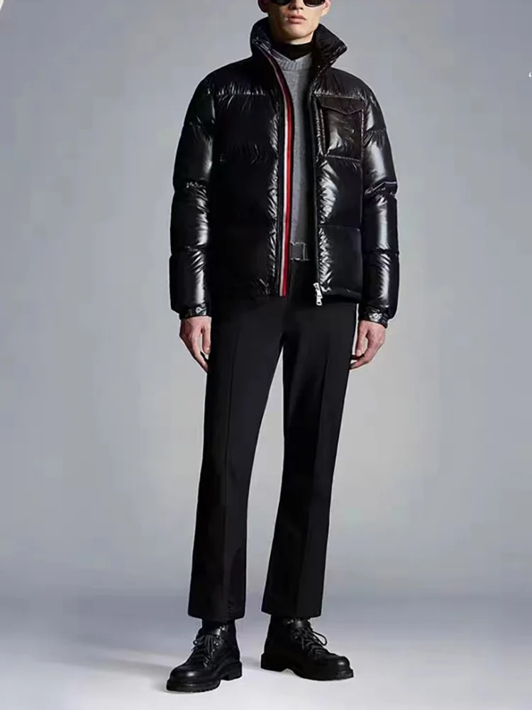 

y2k black glossy detachable hooded white goose down coats2023 fashionable versatile long sleeve thickened women's winter jacket