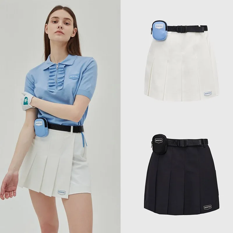 Women Girls Short High Waist Pleated Skater Tennis Skirt With small bag