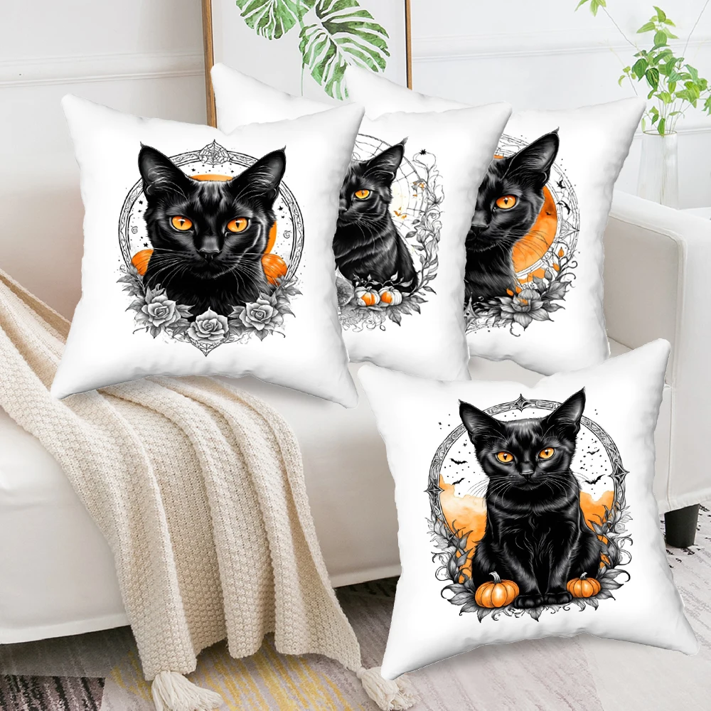 Современная наволочка с черным котом декоративная для спальни дома и офиса