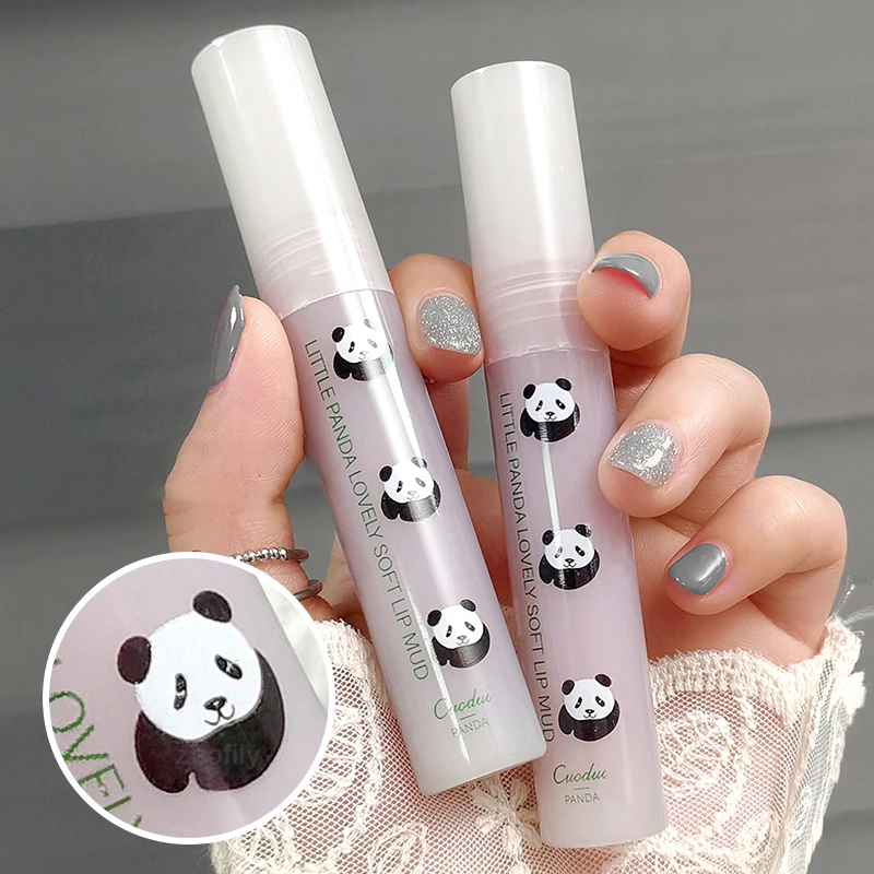 

Panda Mirror Glass Lipstick Cosmetic Matte Velvet Lip Gloss Waterproof Lip Mud Long Lasting Women Jelly Rose Lip Glaze Makeup