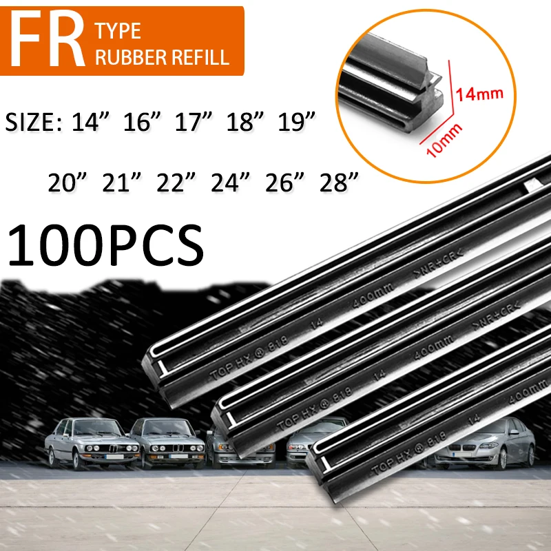 

KOSOO 100PCS Car Wiper Blade Insert Natural Rubber Strip 10mm14"16"17"18"19"20"21"22"24"26"28"Windscreen FR Wipe Car Accessories