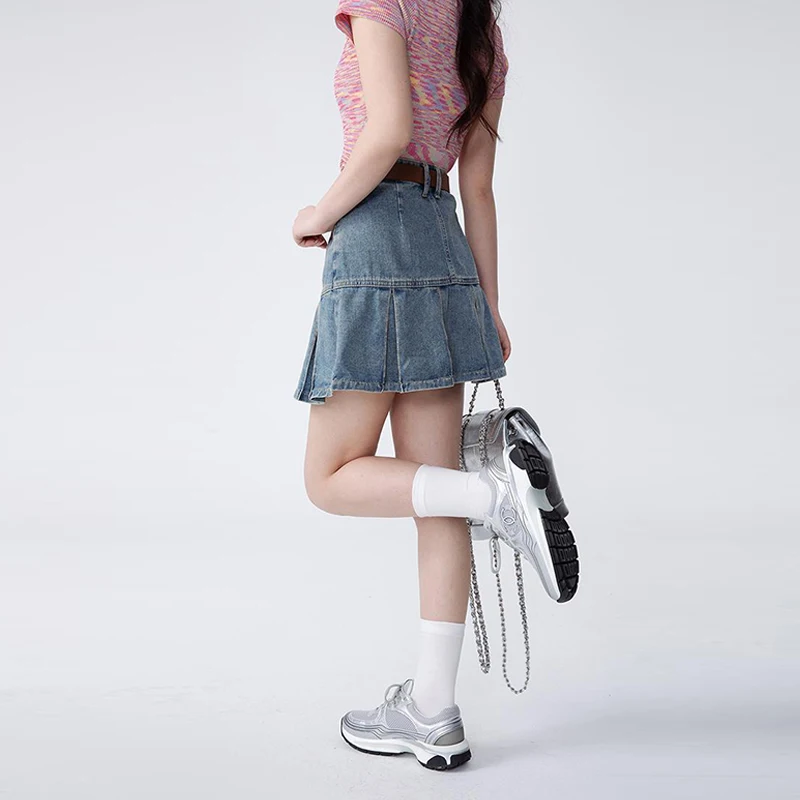 Короткая плиссированная юбка для женщин Новинка лета 2024 трапециевидная короткая