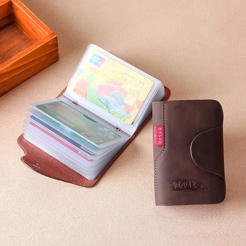 New Arrival Design Black PU Leather Business Card Holder Credit Brown Case Women Men Small Cards Organizer Wallet Porte Carte