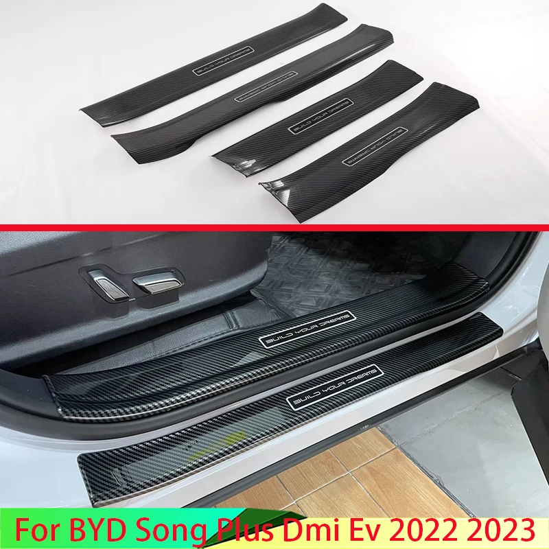

Для BYD Song Plus Dmi Ev 2022 2023 стильная внутренняя внешняя панель порога из углеродного волокна Накладка на порог защитная накладка