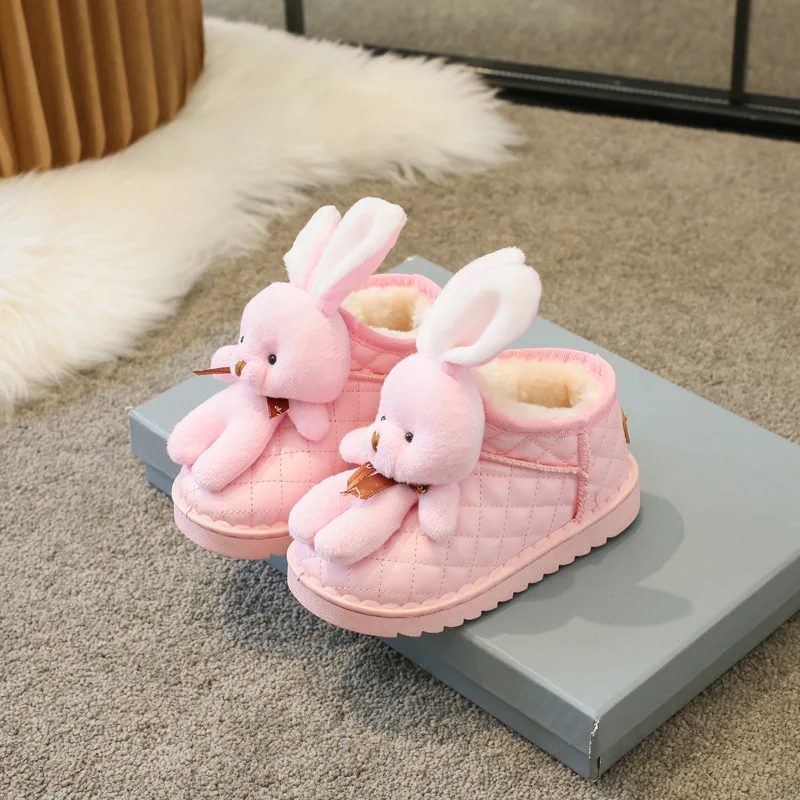 Зимние ботинки для девочек бархатные теплые снега хлопковая обувь с мультяшным