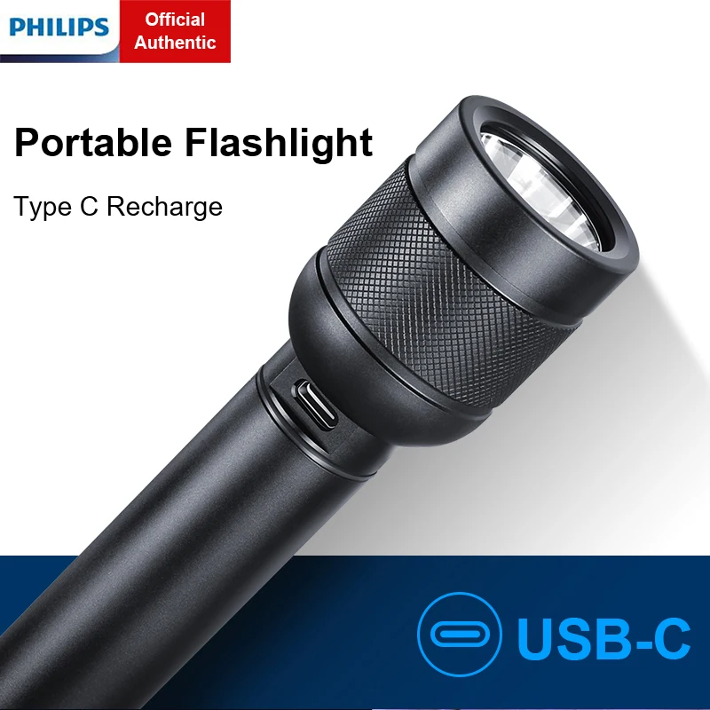 Philips LED Flashlight 700 Lumen Ultra Bright Camping Lamp Stepless Dimming IP55 Waterproof Bicycle Light for Outdoor Hiking