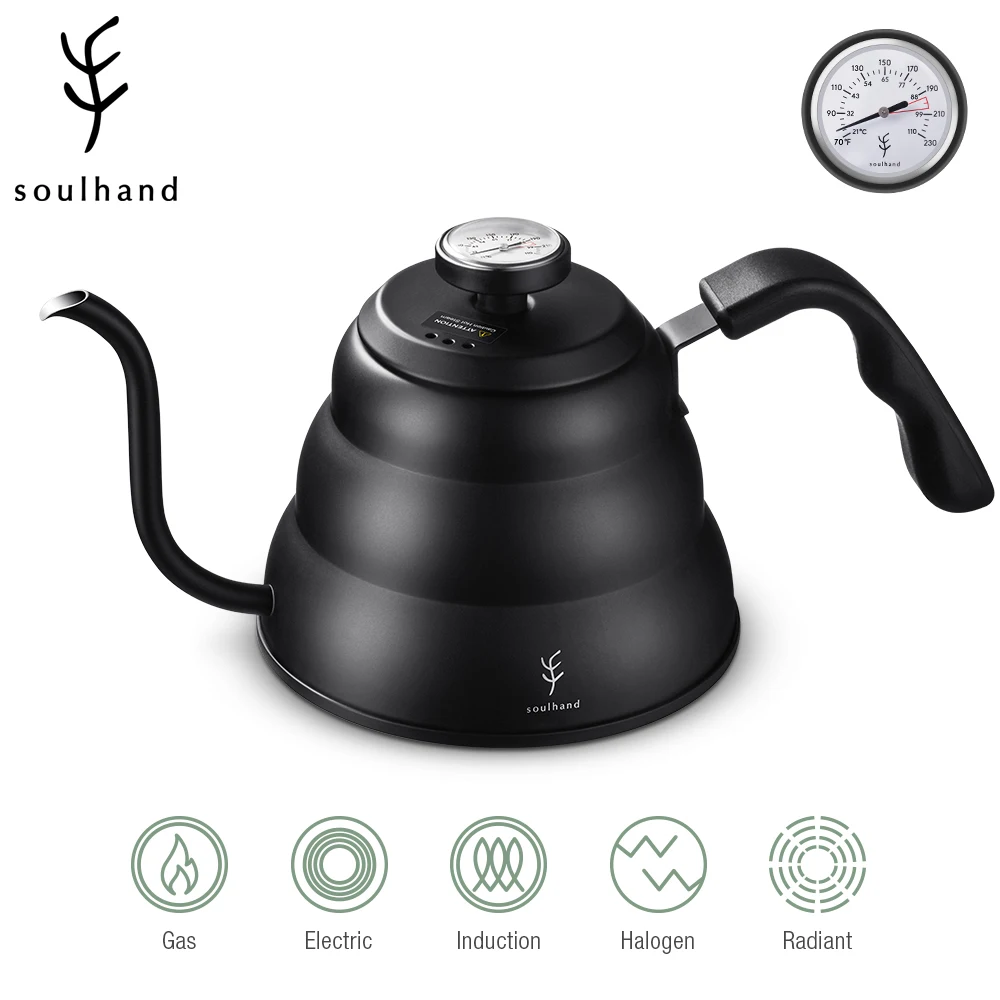 SOULHAND Kaffee Wasserkocher 1,2 L 1L Edelstahl Gießen Über Kaffee Topf Wasserkocher Drip