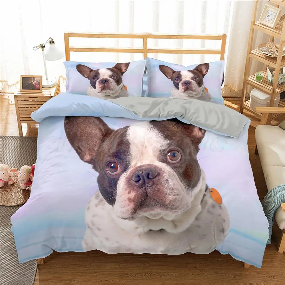 

Bulldog Bedding Set Pet Puppy Dog Comforter/Duvet Cover Cartoon Bedclothes Animal Printed Home Textiles for Girls Cute