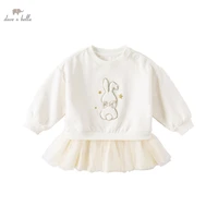dave bella autumn cartoon rabbit sweatshirt girl fashion long hoodie dress pullover baby feminina 2 7years db3222709