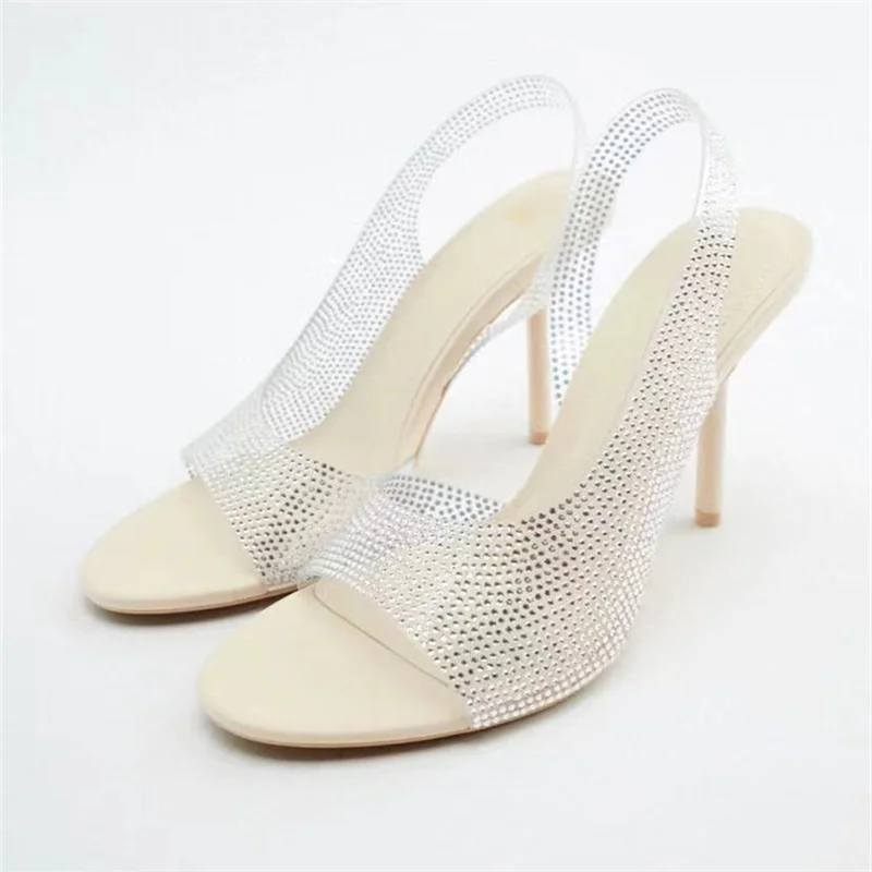 

Za Bright Plastic High Heels Transparent Temperament Fairy Sandals Women's Stiletto Round Toe Open Toe Casual Fashion Sandals