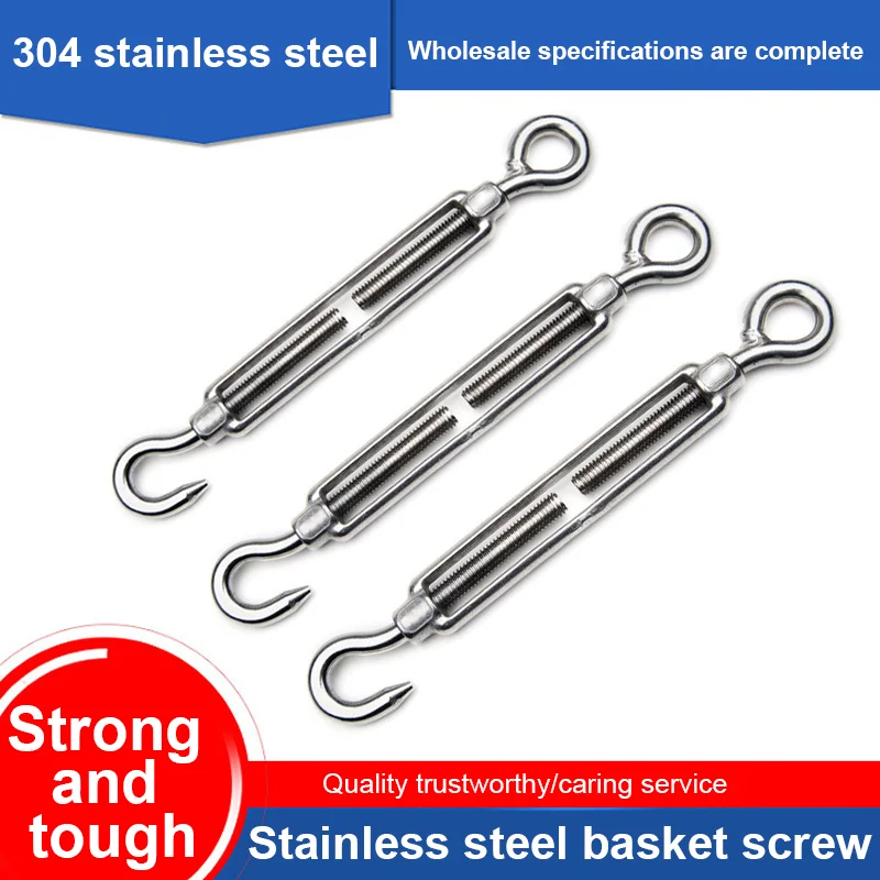 

M4~M14 Turnbuckle 304 Stainless Steel Wire Rope Tension Device Shading Net Tarpaulin Installation DIY Tools Flange Bolt Hook