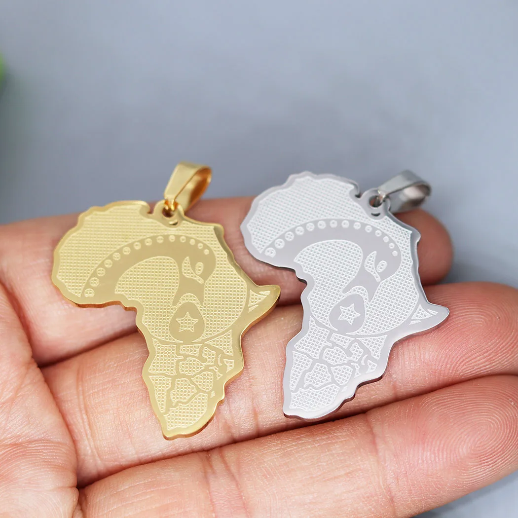 

2pcs African Country Map Afinkra Sankofa Charm Pendant for DIY Choker Necklace Jewelry Making Findings Stainless Steel material