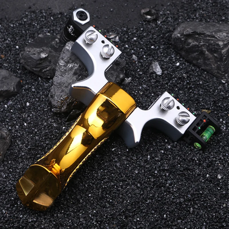 

Powerful Resin Laser Aiming Slingshot Shooting with Flat Rubber Band Horizontal Aiming Outdoor Hunting Catapult