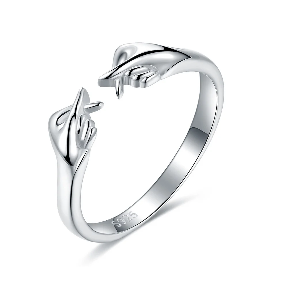 

925-Sterling-Silver Love Heart Adjustable Irish Claddagh Rings Friendship Promise Jewelry Valentine Gifts for Women Friends Girl