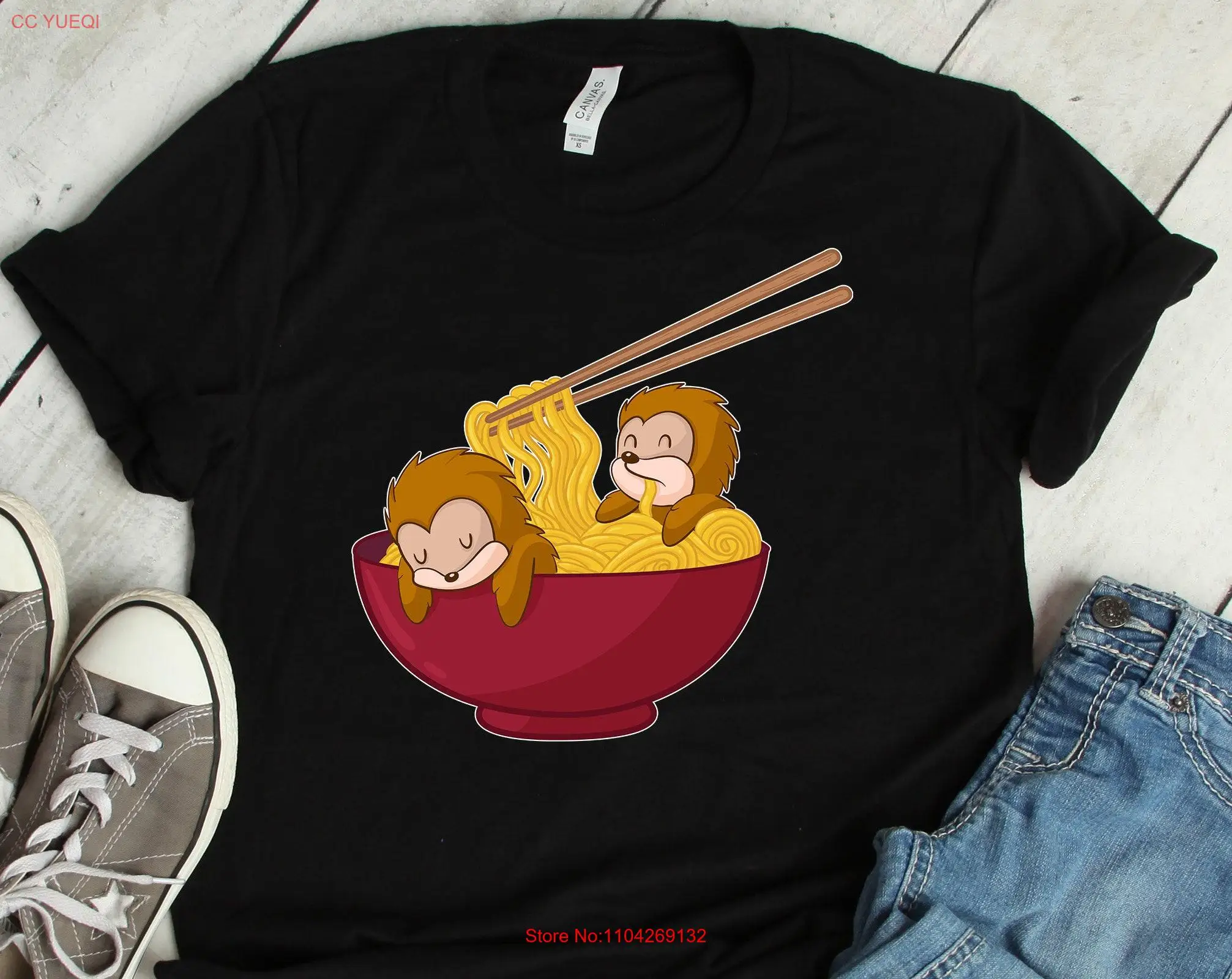 Футболка с изображением ежа японская чаша Чиби Рамен лапша любовника детская