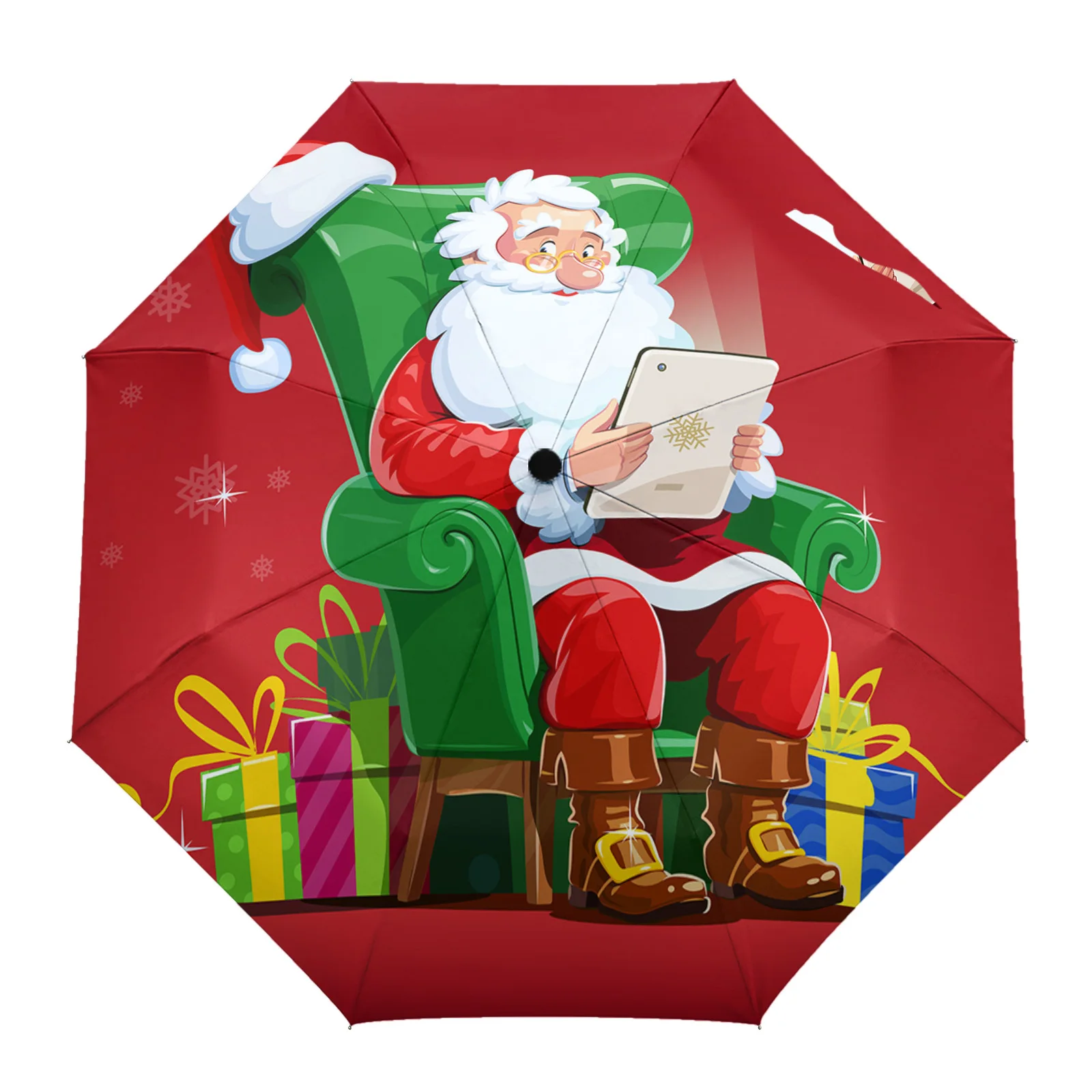 

Santa Claus Sofa Gift Rest Sunshade Parasol Umbrella Fully-automatic Eight Strands Foldable Rain Umbrella for Women Kids