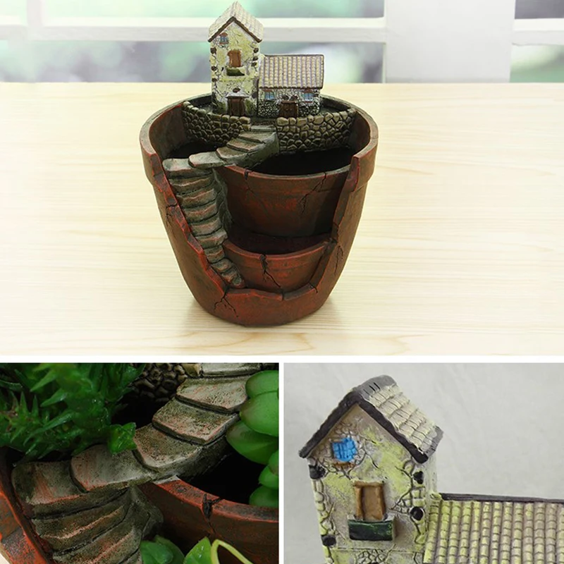 

Succulents Planter Mini Bonsai Flowerpot Fairy Garden Home Desktop Decoration