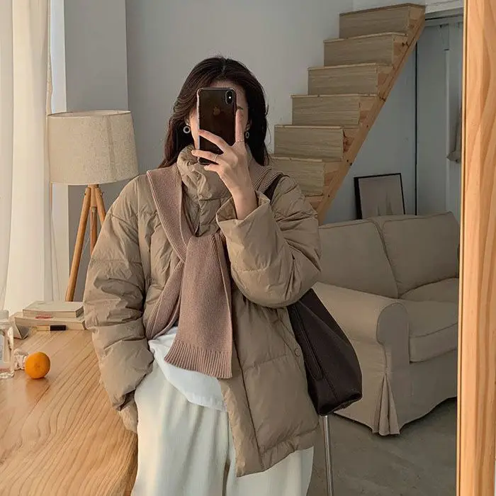 New Down Jacket Women's Winter Short Thickened Bread Jacket Lwhite Duck Down Jacket Zipper Buttons Stand Collar Coats Ladies M40