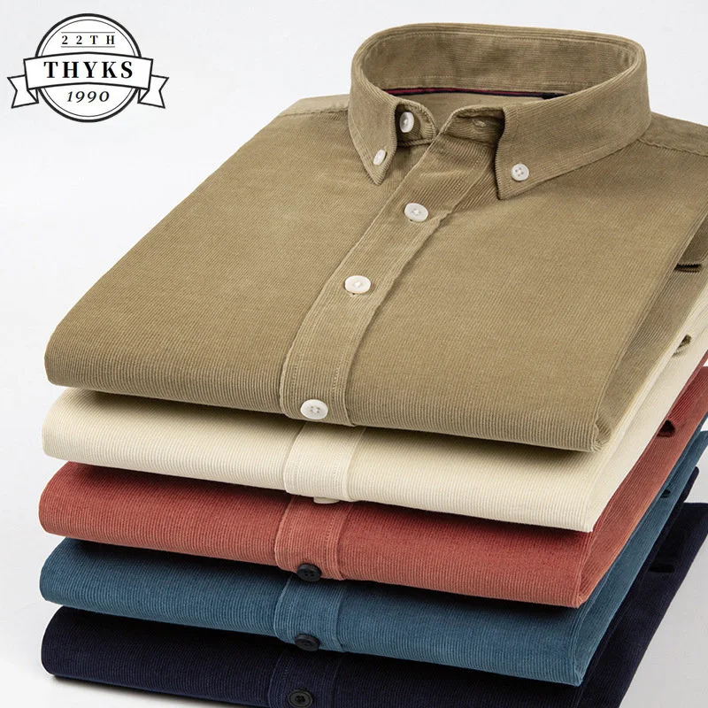 

Рубашка мужская Вельветовая с длинным рукавом, утепленная Повседневная Деловая однобортная, кардиган, одежда на осень-зиму