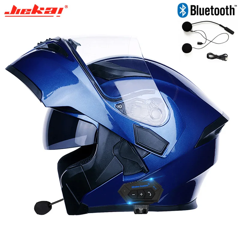 JIEKAI Classic Modular Flip Up Dual Lens Bluetooth Motorcycle Helmet Retro Vintage Motocross Racing Full Face Casco Moto DOT enlarge