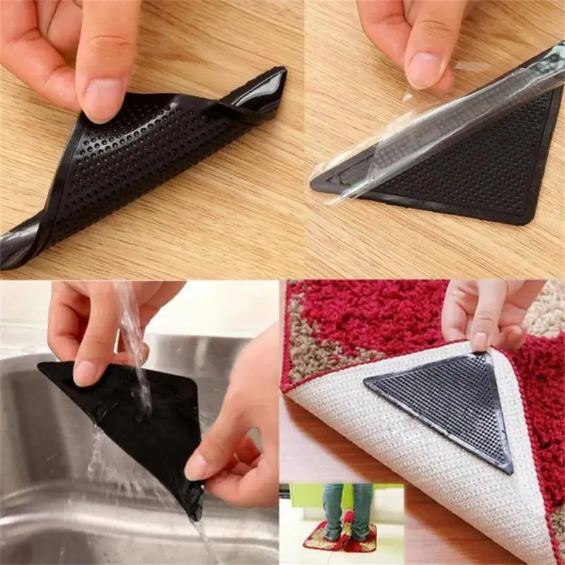 

New 8pcs Carpet Anti-slip Stickers Trapezoidal Right Angle L-shaped Carpet Floor Mats Fixed Stickers Home Improvement Stickers