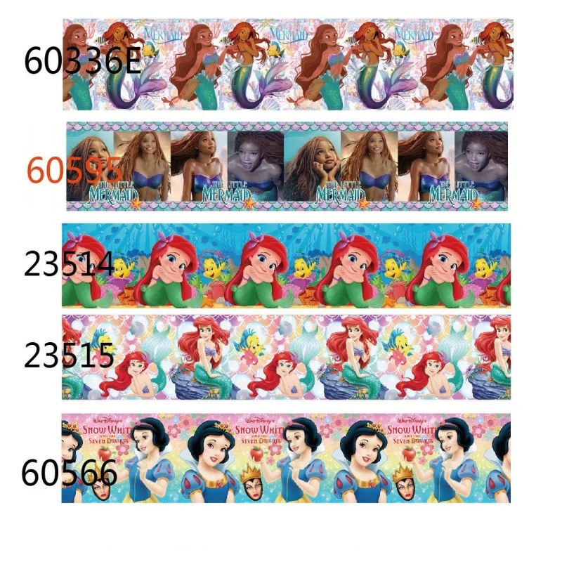 

10yards Disney the Little Mermaid and Snow White Princess Grosgrain Ribbon for Hairbows Accessories Sewing Craft Materials