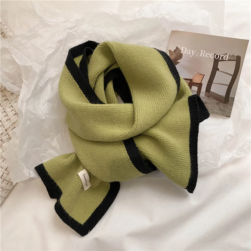 

Design Solid Knitted Scarf for Women Winter Fashion Neckercheif Thick Woolen Yarn Shawl Neck Cashmere Wrap Warm Bufandas Muffler