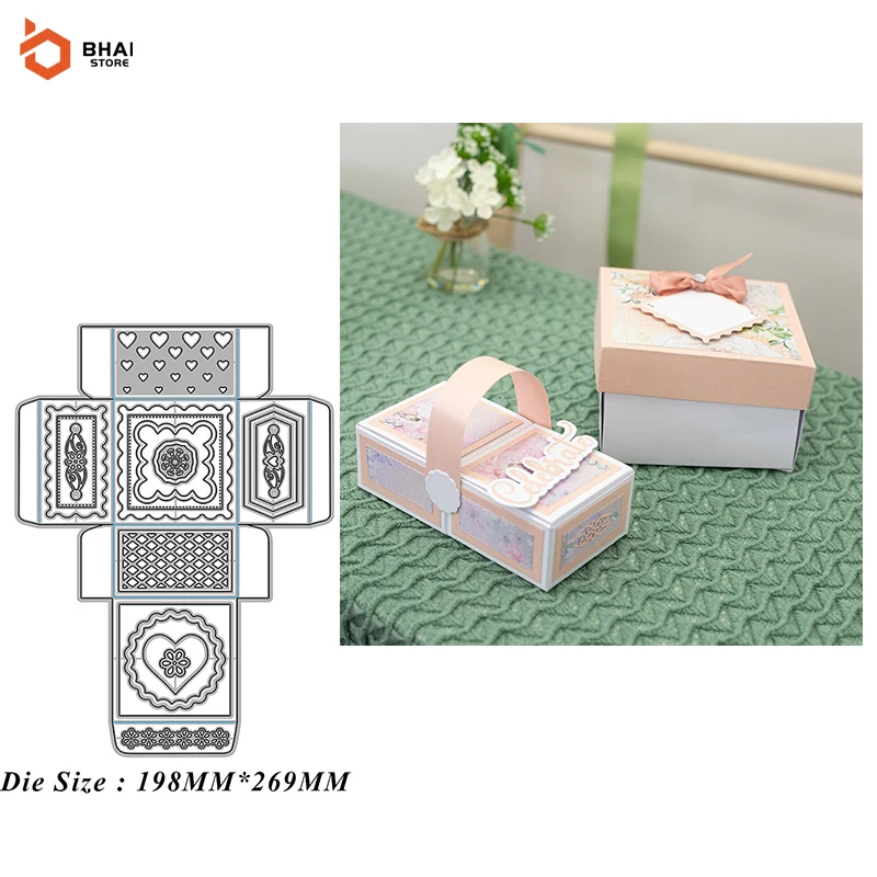 

Metal Cutting Dies New 2022 Hollow Gift Box Scrapbooking Album Paper Card Christmas Decor Templates Stencil Crafts