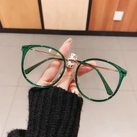 fashion round women glasses frame vintage retro clear lens eyewear men optical leopard green eyeglasses frame